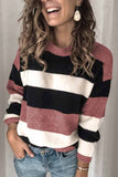 Florcoo Striped O-Neck Contrast Sweater(3 Colors)