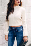 Florcoo Open Back High Neck Lace Long Sleeve Sweater