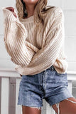 Florcoo Solid Loose O-neck Knitted Sweater
