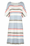 Florcoo Printed O-neck Striped Midi Dress