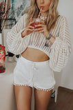 Florcoo High Waist Sexy Cutout Knitted Bikini Blouse Tops