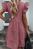 Florcoo V-neck Point Sweet Ruffle Skirt