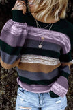 Florcoo Contrasting Loose Striped Knitted Sweater