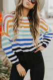 Florcoo Loose O Neck Striped Sweater