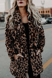 Florcoo Women's Lapel Leopard Coat