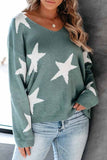 Florcoo Cute Star V Neck Loose Sweater