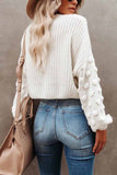 Florcoo Cute Solid Color Knitted Crew Neck Sweater