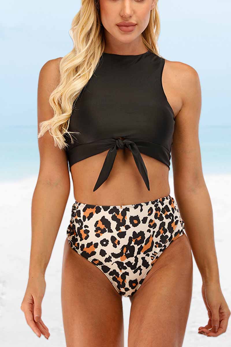 Florcoo Two-Piece High Waist Sexy Leopard Swimsuit(3 colors)
