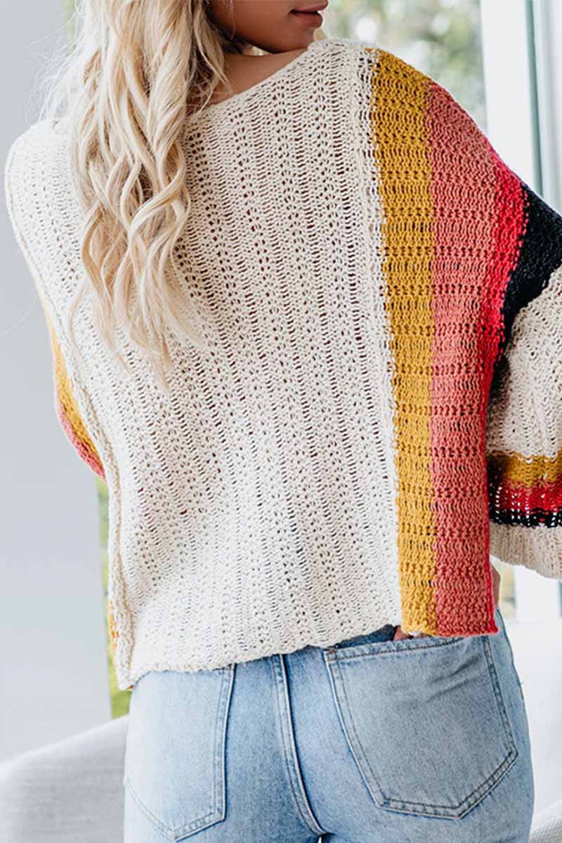 Florcoo Stitched Knitted Rainbow Sweater
