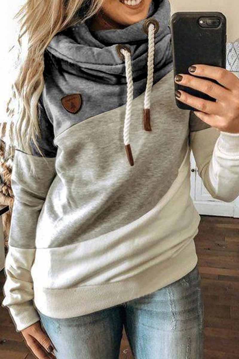 Florcoo Hooded Loose Splicing Top（5 colors）