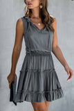 Florcoo Solid Pleated Adjustable Waist Dress