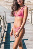 Florcoo Striped Hollow-out Sexy Bikini Set