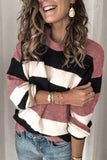 Florcoo Striped O-Neck Contrast Sweater(3 Colors)