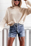 Florcoo Solid Loose O-neck Knitted Sweater