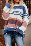 Florcoo Paneled Knitted Striped Sweater