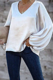 Florcoo V-Neck Tops With Puff Sleeves