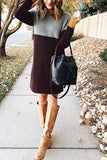 Florcoo Loose Round Neck Paneled Mini Dress(2 Colors)