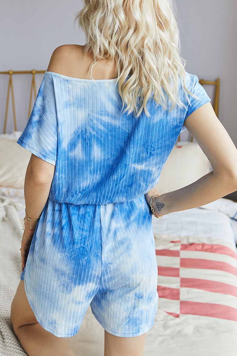 Florcoo Tie-dye Striped Casual Rompers