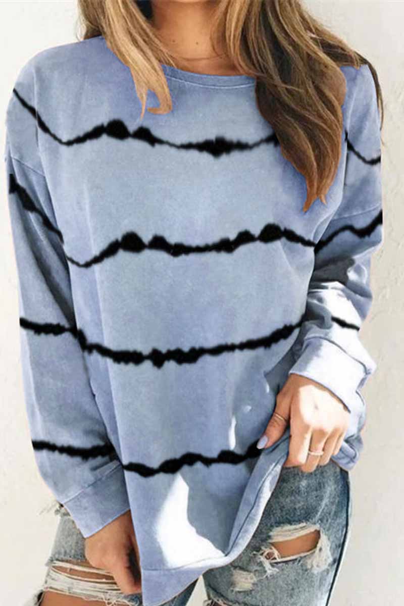 Florcoo Tie-dye Striped Print Top