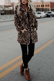 Florcoo Women's Lapel Leopard Coat