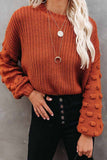 Florcoo Cute Solid Color Knitted Crew Neck Sweater