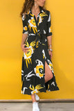 Florcoo Printed Long Sleeve 4 Colors Midi Dress