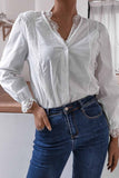 Florcoo Long Sleeve Flared Sleeve Solid Color Shirt Tops