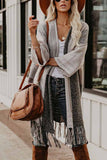 Florcoo Contrast Tassel Knit Coat