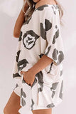 Florcoo Two-Piece Home v-Neck Loose Pattern Printing