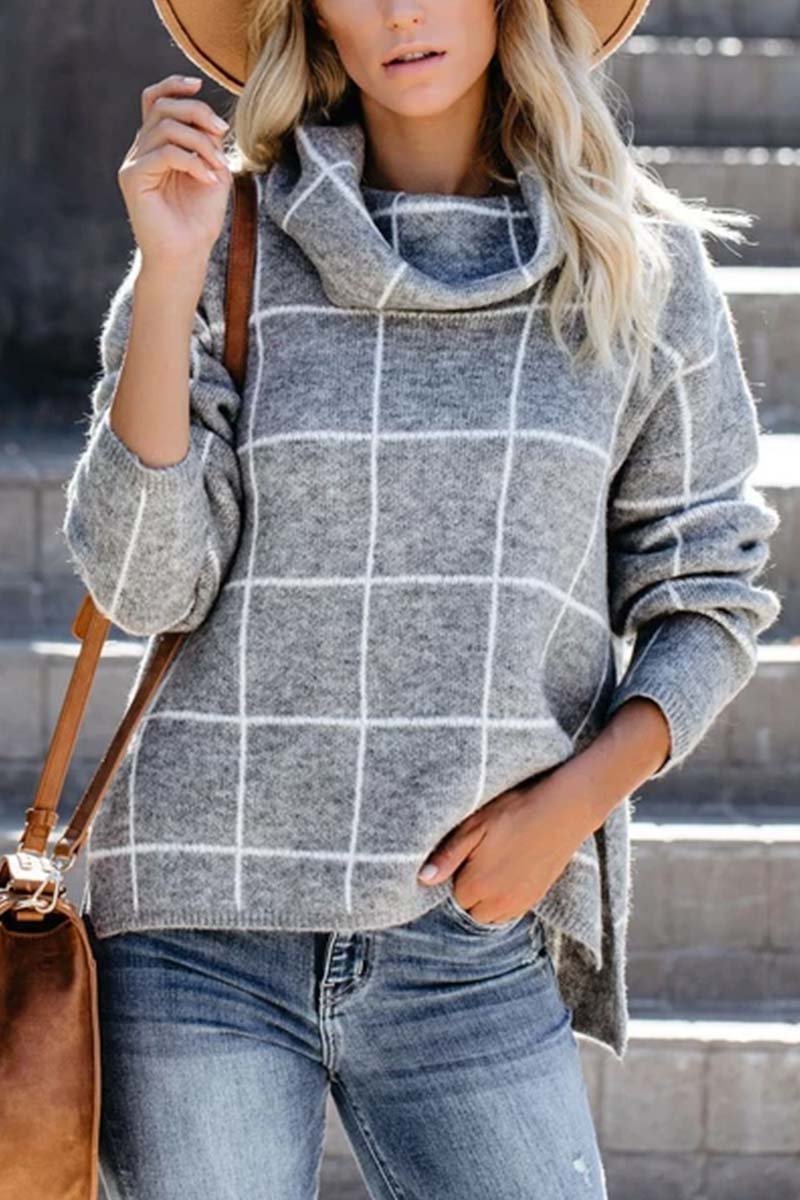 Florcoo Turtleneck Plaid Sweater（5 colors）