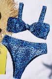Florcoo Leopard Blue Bikini Sets