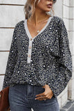 Florcoo Elegant V-neck leopard print blouse women
