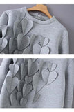 Florcoo Heart Decoration Zipper Long Sleeve Hoodie Tops