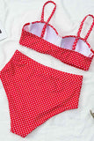 Florcoo High Waist Polka Dot  Red Swimsuit