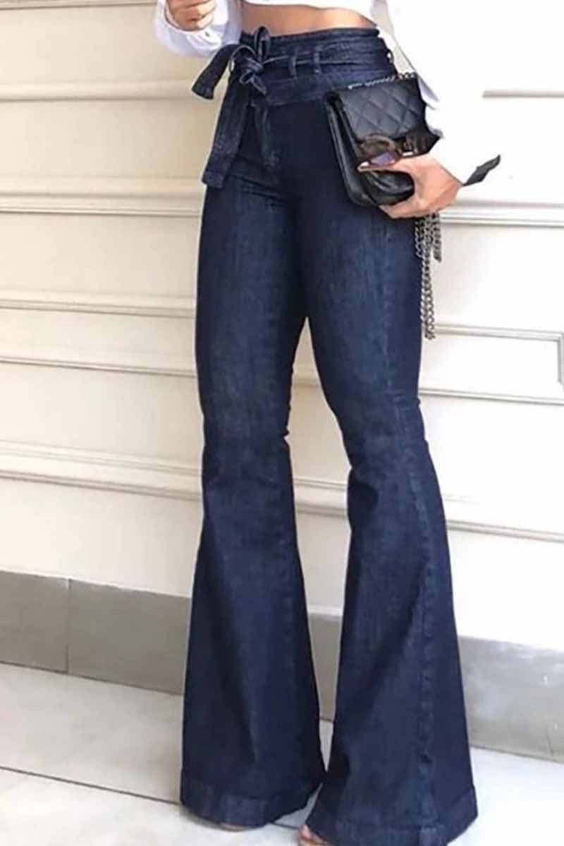 Florcoo Denim High Waist Bell-Bottom Jeans