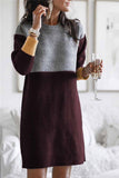 Florcoo Loose Round Neck Paneled Mini Dress(2 Colors)