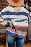 Florcoo Paneled Knitted Striped Sweater