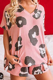 Florcoo Two-Piece Home v-Neck Loose Pattern Printing