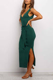 Florcoo Sexy Bandage Solid Maxi Dress