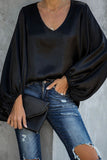 Florcoo V-Neck Tops With Puff Sleeves