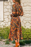 Florcoo Printed Long Sleeve 4 Colors Midi Dress