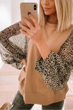 Florcoo Leopard Round Neck Loose Top