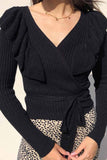 FLorcoo Sexy V-Neck Knitted Lace-up Sweater