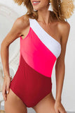 Florcoo Patchwork One Shoulder Striped Swimwear