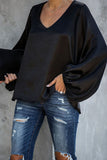 Florcoo V-Neck Tops With Puff Sleeves