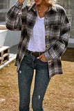 Florcoo Casual Fashion Loose Lapel Plaid Tops