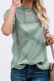 Florcoo Summer Geometric Stitching Lace Short Sleeves Tops (6 Colors)