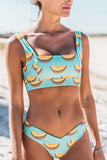 Florcoo Lake Blue Cute Hami Melon Fruit Print Bikini