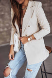Florcoo Solid Color Long-Sleeved Double-Breasted Blazer Tops（4 colors）