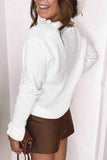 Florcoo Casual Solid Color V-Neck Ruffled Knit Cardigan
